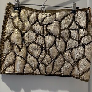 Gold Embellished Handcrafted Mini Skirt